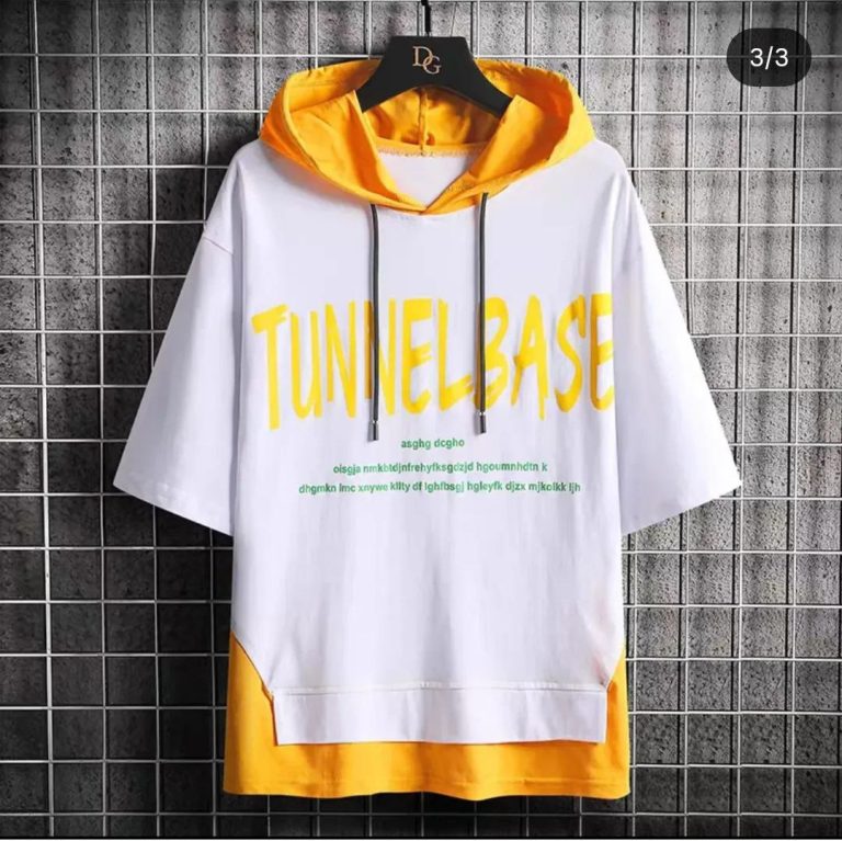 تیشرت آستین کوتاه کلاه دار نخ پنبه