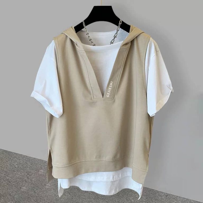 تیشرت کللاه دار دوتیکه چسبیده